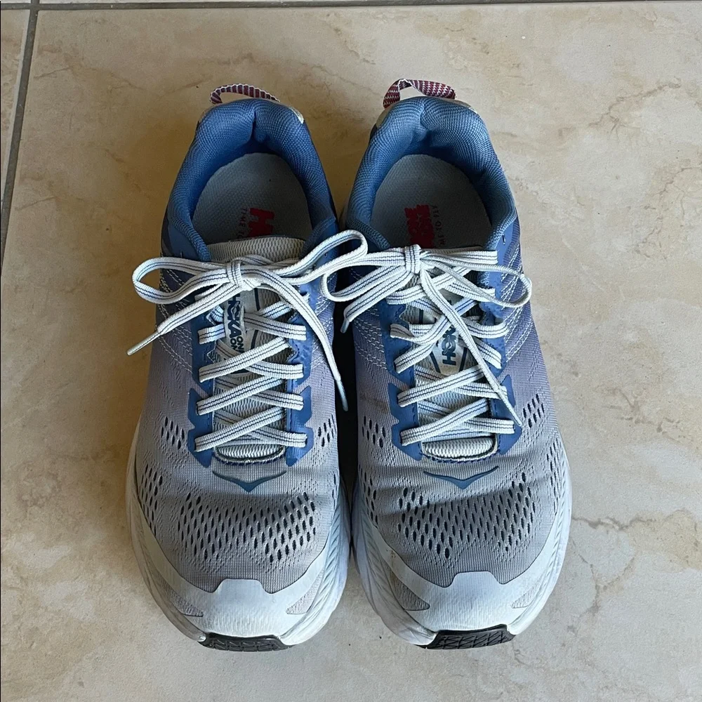Hoka One One Blue and White Athletic Shoes - Picture 1 of 7